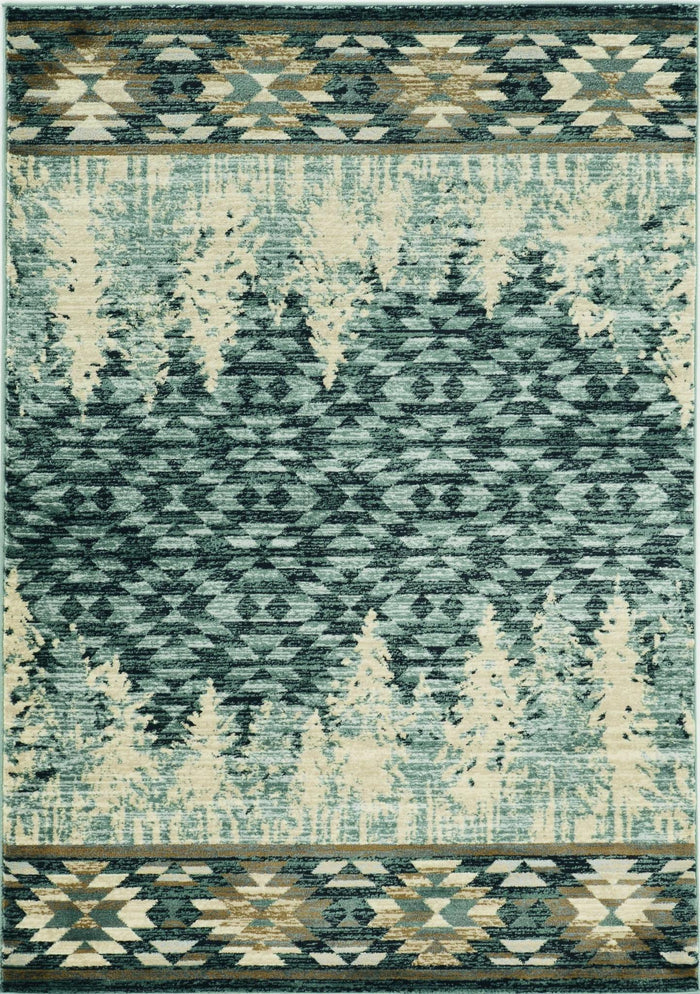 3' X 5' Slate Blue And Ivory Southwestern Area Rug