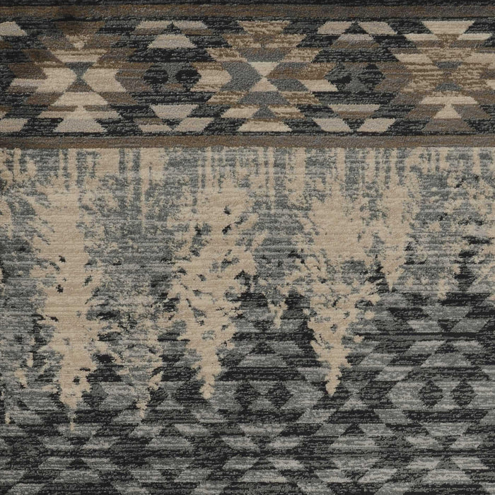 3' X 5' Slate Blue And Ivory Southwestern Area Rug