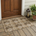 3' X 5' Taupe Floral Medallion Washable Non Skid Indoor Outdoor Area Rug