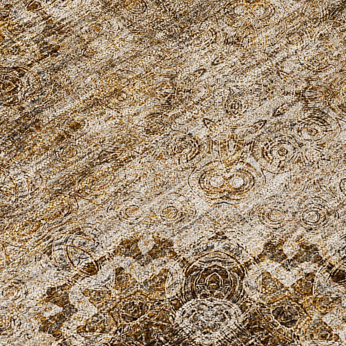 3' X 5' Taupe Floral Medallion Washable Non Skid Indoor Outdoor Area Rug