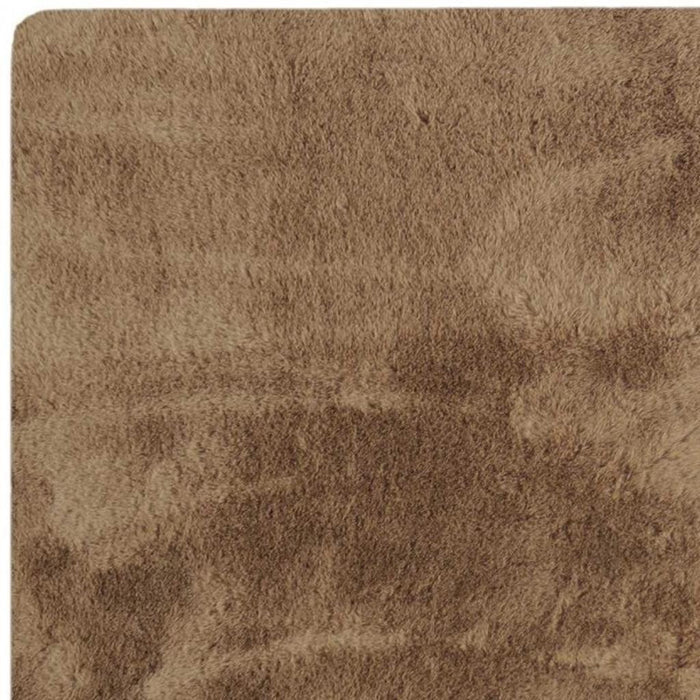 3' X 5' Taupe Shag Hand Knotted Area Rug