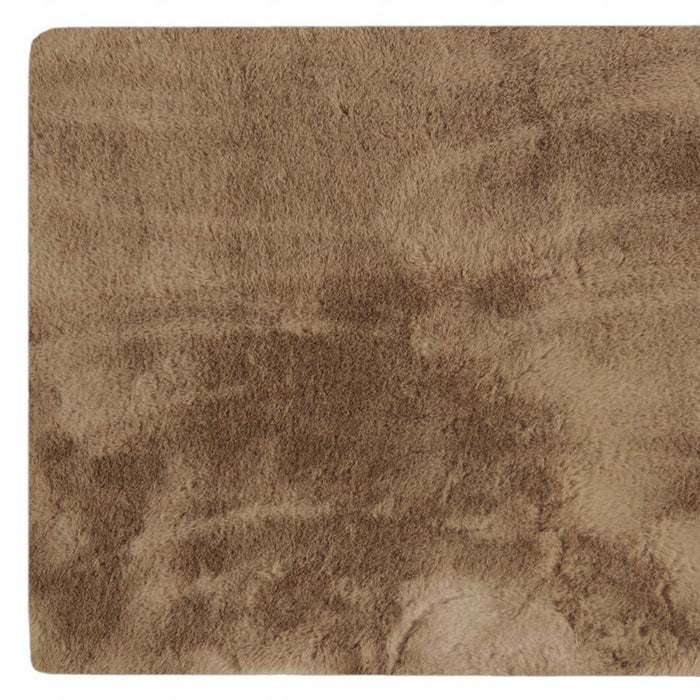 3' X 5' Taupe Shag Hand Knotted Area Rug