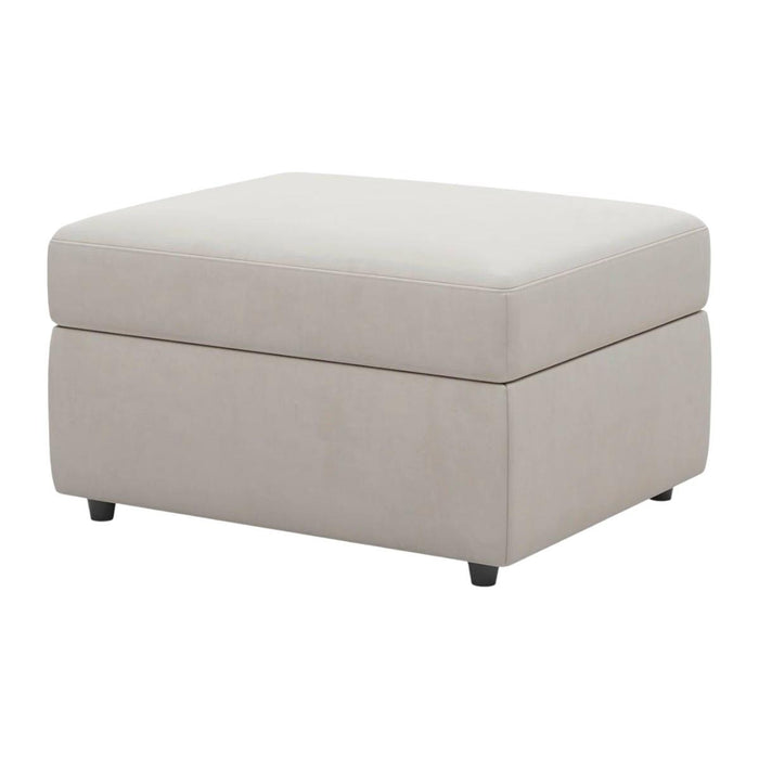 30" Beige And Black Velvet Ottoman With Storage