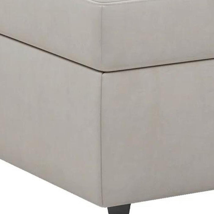 30" Beige And Black Velvet Ottoman With Storage