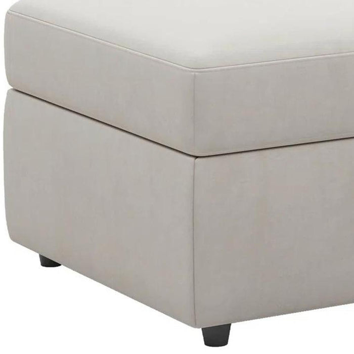 30" Beige And Black Velvet Ottoman With Storage