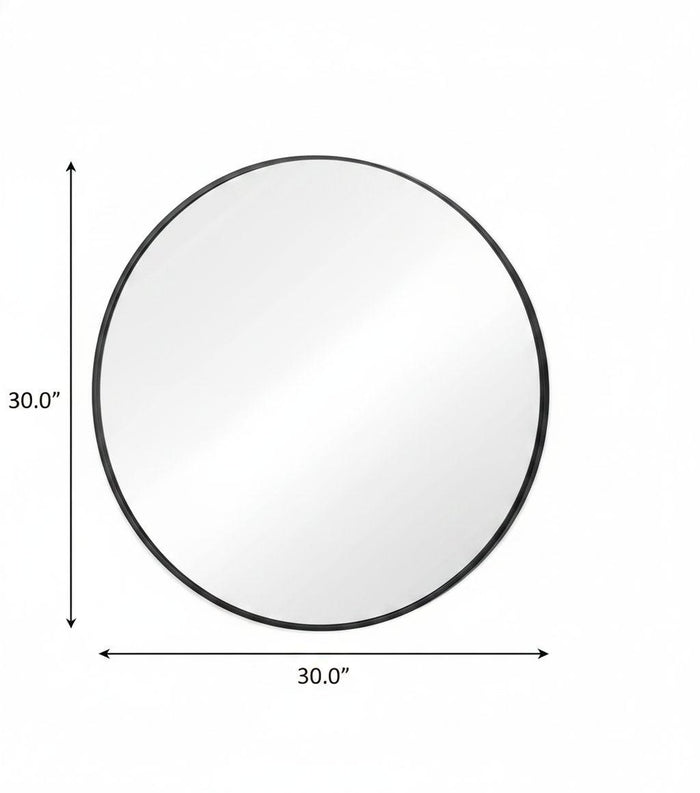 30" Black Metal Round Framed Bathroom Vanity Mirror