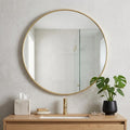 30" Gold Metal Round Framed Bathroom Vanity Mirror