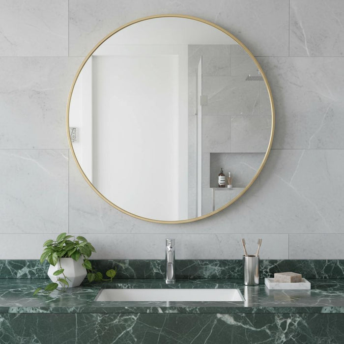30" Gold Metal Round Framed Bathroom Vanity Mirror
