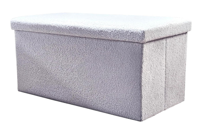 30" Gray Boucle Ottoman With Storage