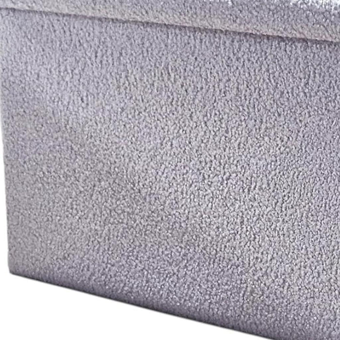 30" Gray Boucle Ottoman With Storage