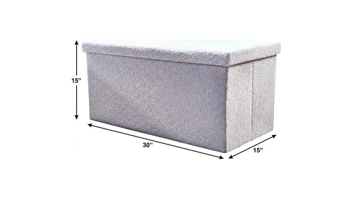 30" Gray Boucle Ottoman With Storage