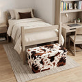 30" White And Brown Faux Fur Cow Print Ottoman