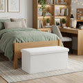 30" White Boucle Ottoman With Storage
