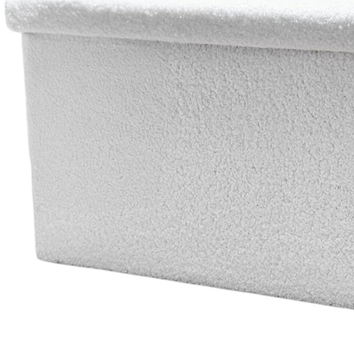30" White Boucle Ottoman With Storage