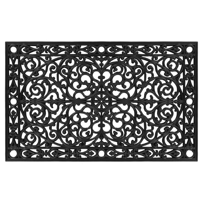 30" X 48" Black Rubber Scrollwork Outdoor Door Mat