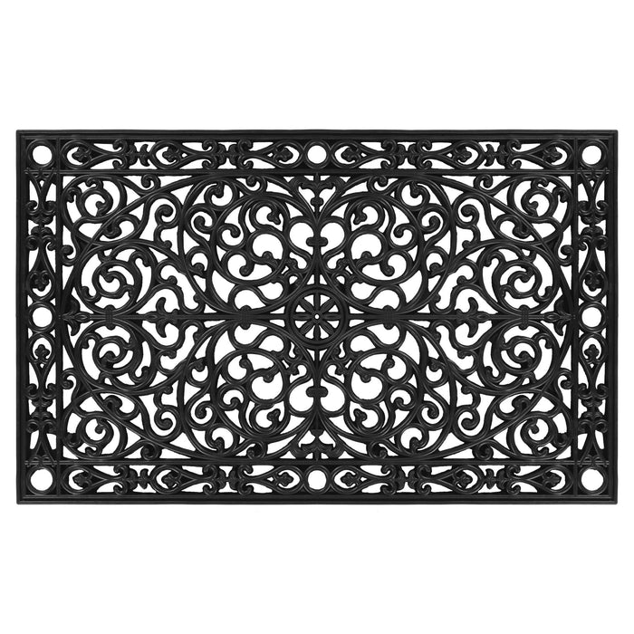 30" X 48" Black Rubber Scrollwork Outdoor Door Mat