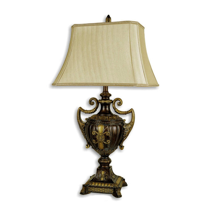 31" Gold Bedside Lamp With Bell Shade