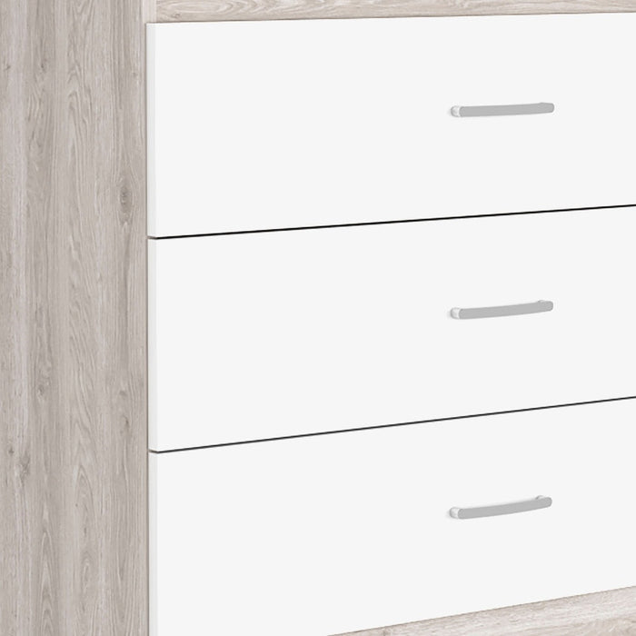 32" White And Gray Wood Three Drawer Dresser
