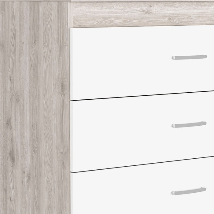 32" White And Gray Wood Three Drawer Dresser