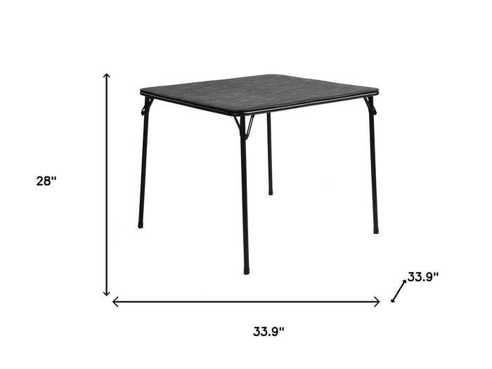 34" Black Wood and Iron Folding Square Card Table