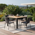 35" Black And Brown Heavy Duty Plastic Square Outdoor Table with Umbrella Hole