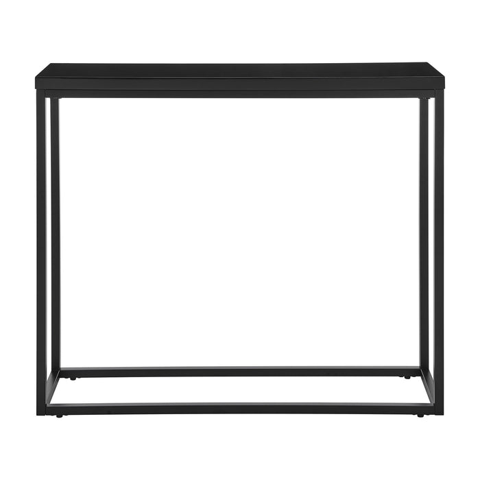 35" Black Wood and Steel Frame Console Table