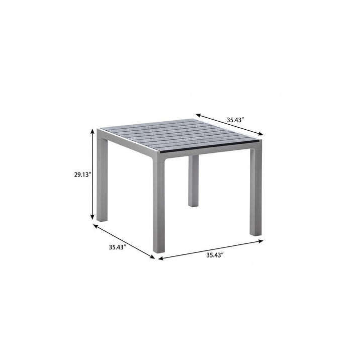 35" Gray And Slate Gray Heavy Duty Plastic Square Outdoor Table with Umbrella Hole