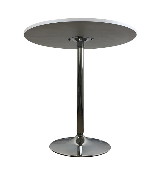 36" Black and Silver Wood and Metal Pedestal Base Round Top Dining Table