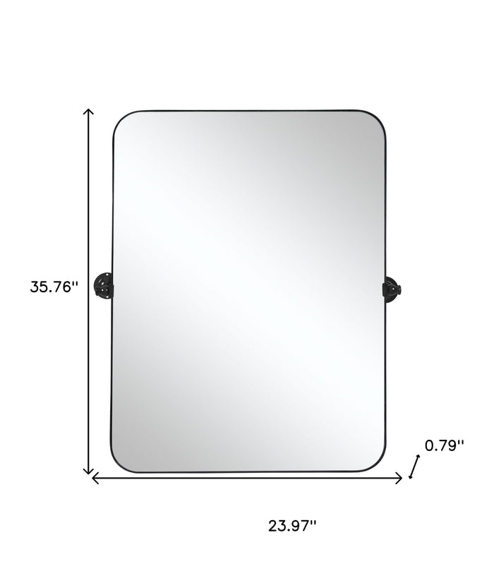 36" Black Metal Tilting Framed Accent Mirror