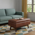36" Brown Faux Leather Ottoman With Storage