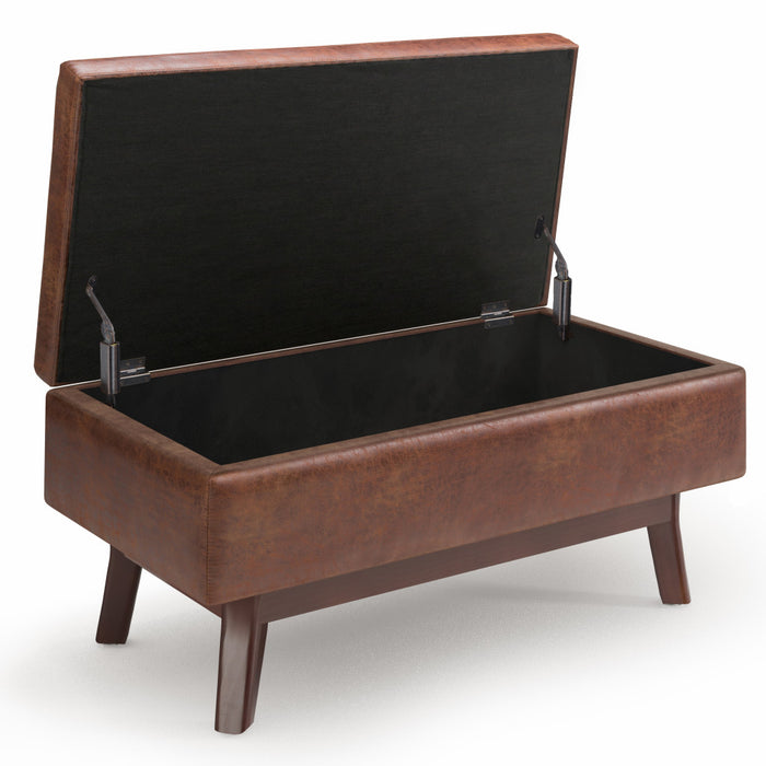 36" Brown Faux Leather Ottoman With Storage