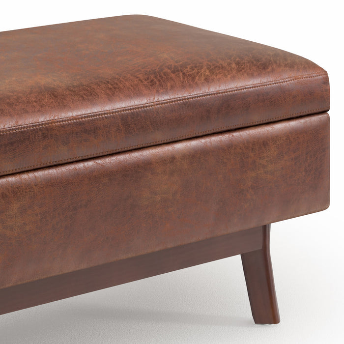 36" Brown Faux Leather Ottoman With Storage