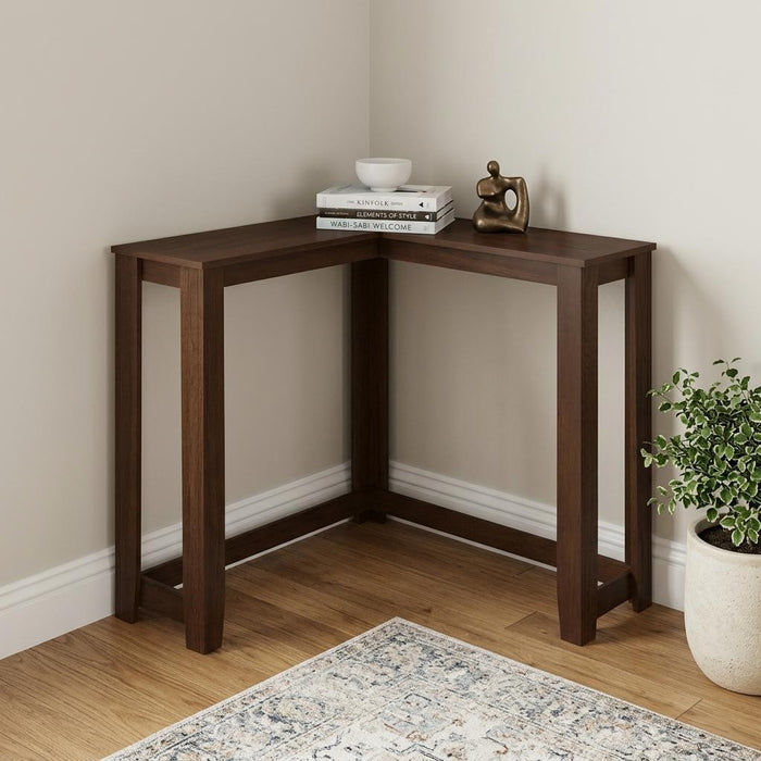 36" Brown Wood Corner Frame Console Table