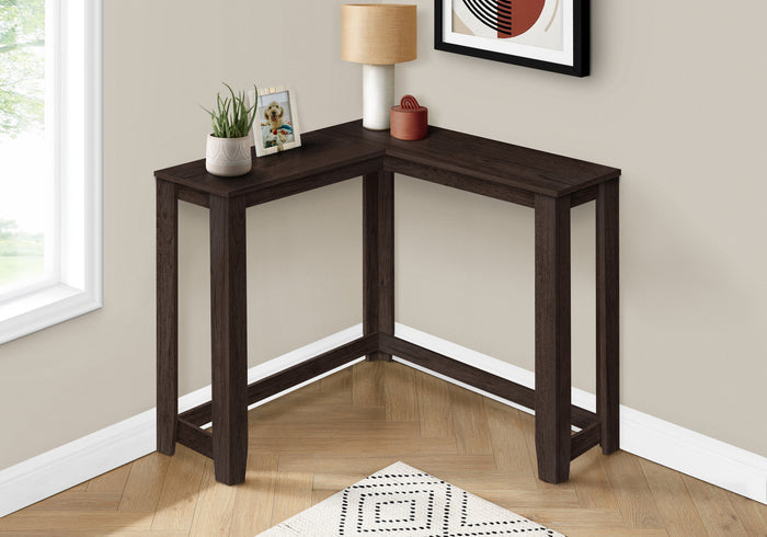 36" Espresso Wood Distressed Corner Frame Console Table