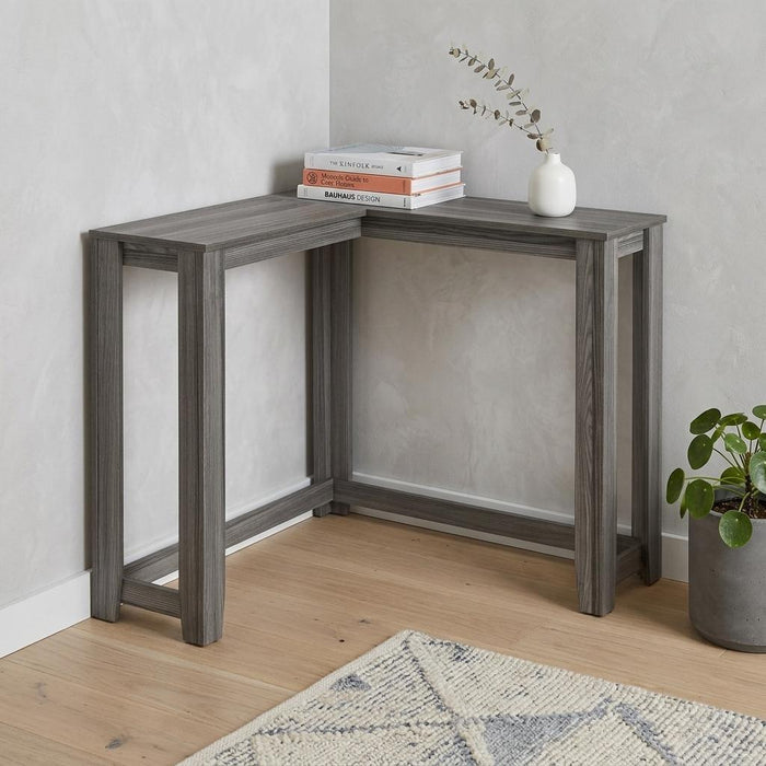 36" Gray Wood Corner Frame Console Table