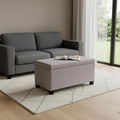 36" Light Gray and Dark Brown Faux Linen and Solid Wood Upholstered Storage Bench With Flip Top