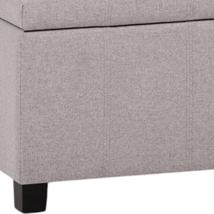 36" Light Gray and Dark Brown Faux Linen and Solid Wood Upholstered Storage Bench With Flip Top