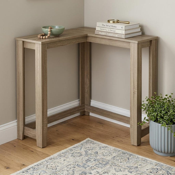 36" Taupe Wood Corner Frame Console Table