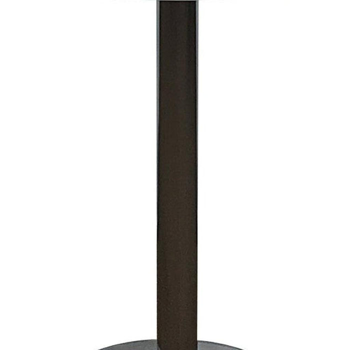 36" White and Silver Wood and Metal Pedestal Base Round Top Dining Table