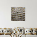 36" X 36" Silver Square Abstract Hanging Dimensional Sculpture