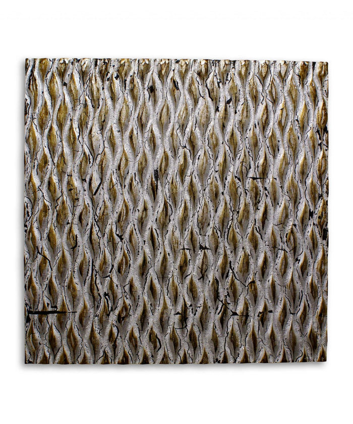 36" X 36" Silver Square Abstract Hanging Dimensional Sculpture