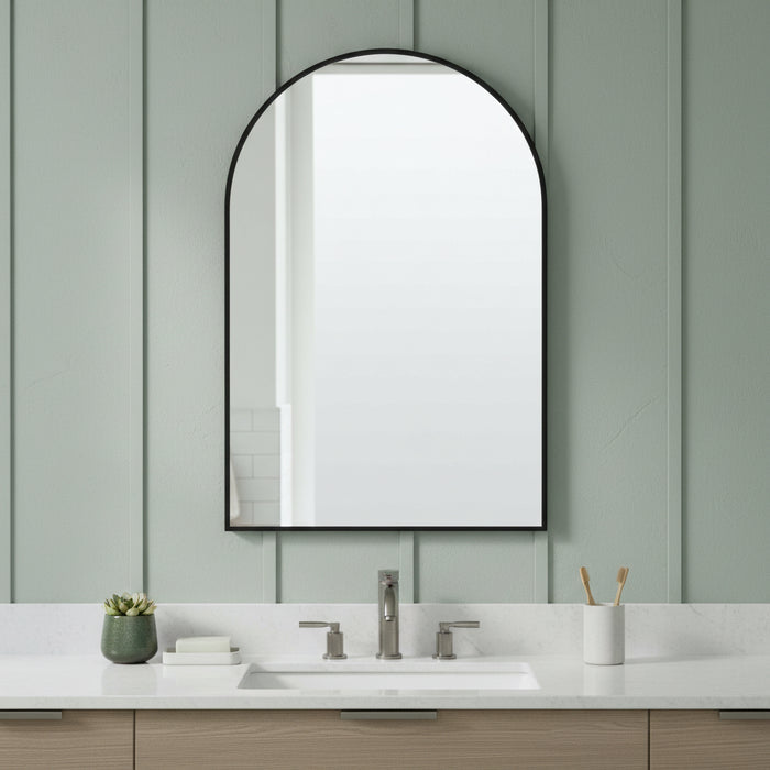 39" Black Arch Metal Framed Bathroom Vanity Mirror