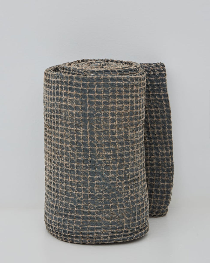 3D Βαμβακερή Stonewashed Μαύρη- Γκρι Κουβέρτα- Ριχτάρι Taline 3 Διαστάσεις