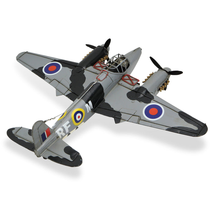 4" Black and Gray Metal Hand Painted Model Airplane Tabletop Sculpture