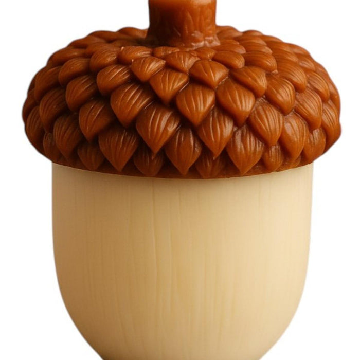 4" Brown And Ivory Pumpkin And Apple Scented Dimensional Acorn Candle