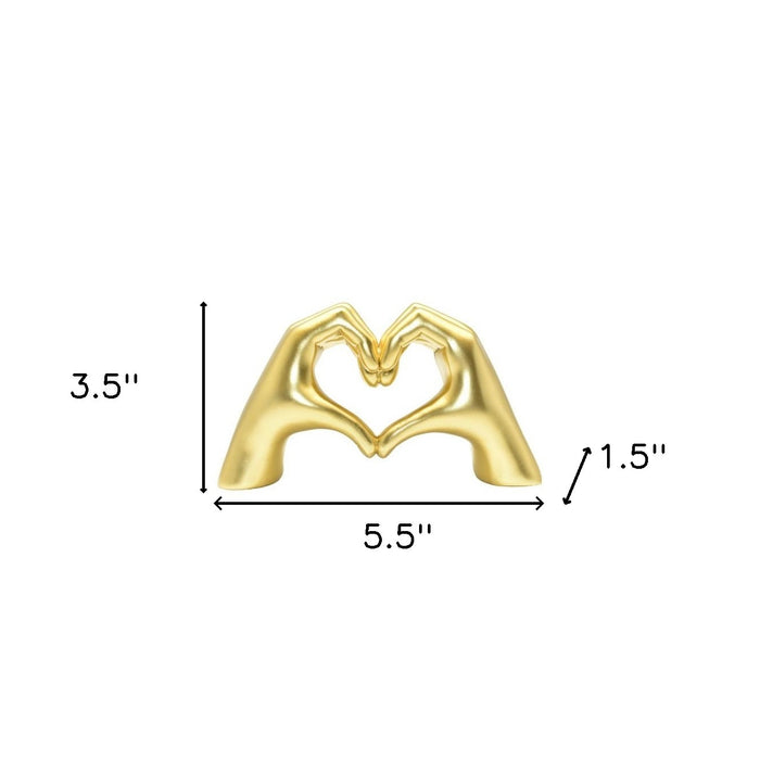 4" Gold Resin Heart Hands Tabletop Sculpture