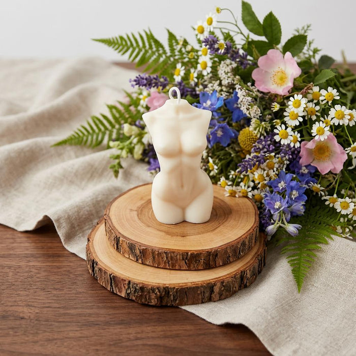 4" Ivory Rose Petals Scented Dimensional Female Form Candle