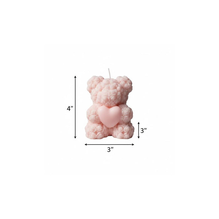 4" Pink Creamy Vanilla Scented Dimensional Teddy Bear Candle