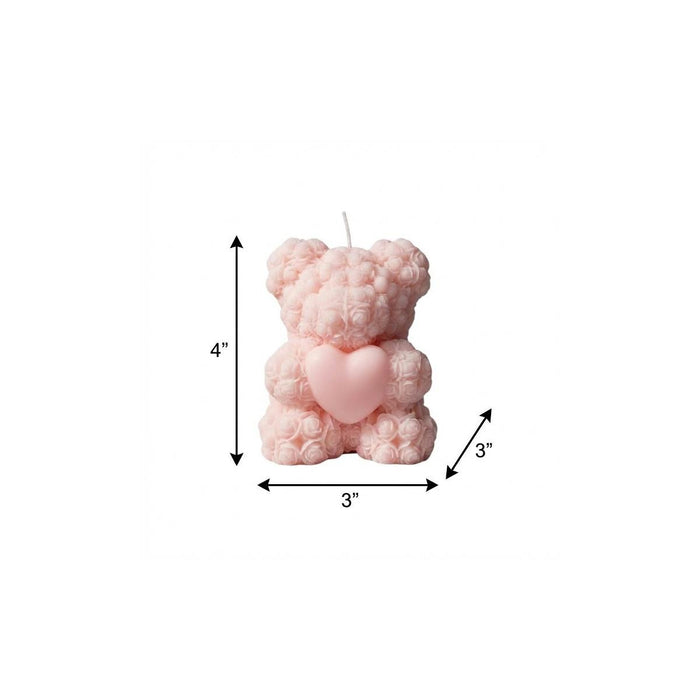 4" Pink Day at the Spa Scented Dimensional Teddy Bear Candle