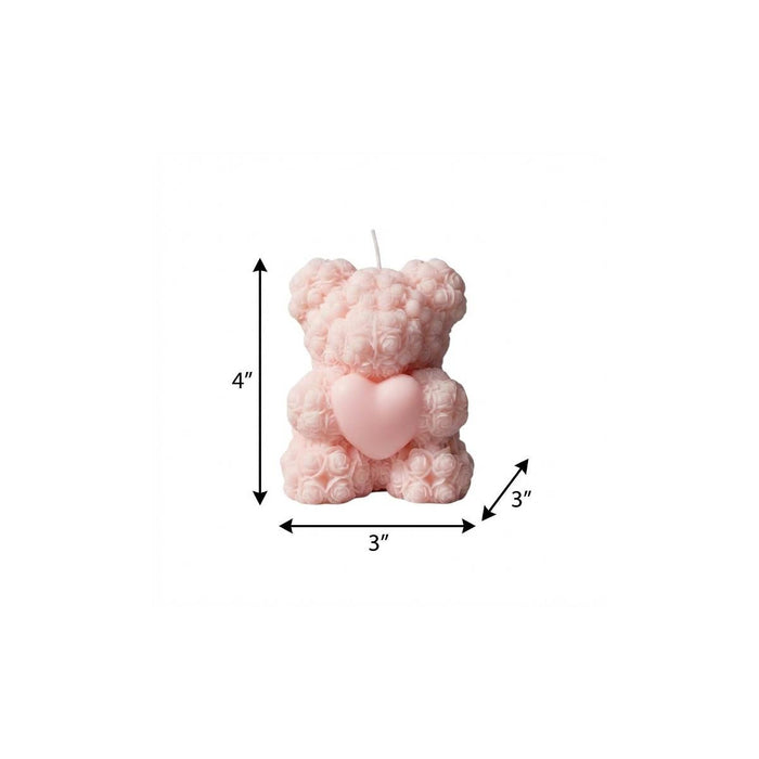 4" Pink French Market Scented Dimensional Teddy Bear Candle
